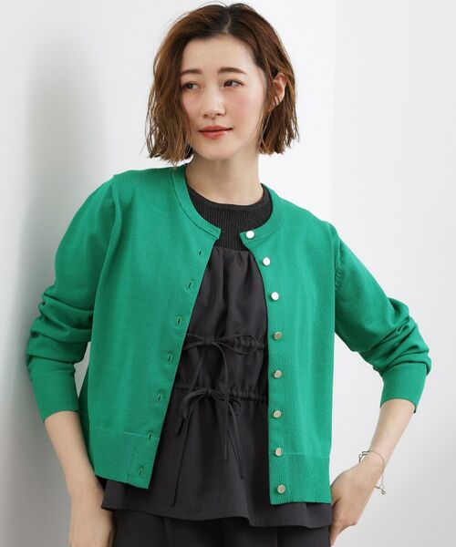grove / グローブ カーディガン・ボレロ | メタルボタンクルーネックカーディガン（グリーン(022)）