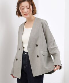 grove / グローブ ノーカラージャケット | リネンライクカラーレスジャケット