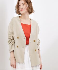 grove / グローブ ノーカラージャケット | リネンライクカラーレスジャケット