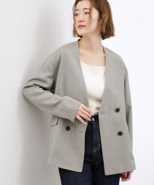 grove / グローブ ノーカラージャケット | リネンライクカラーレスジャケット | 詳細1