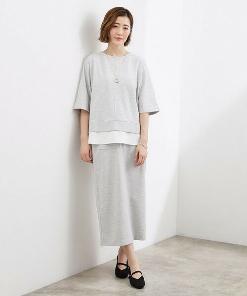 grove / グローブ セットアップ | シルキーポンチレイヤード風セットアップ（グレー(012)）