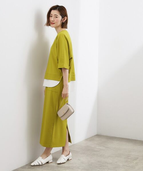 grove / グローブ セットアップ | シルキーポンチレイヤード風セットアップ（グリーン(025)）