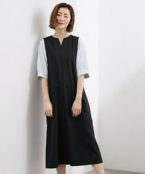 grove / グローブ ロング・マキシ丈ワンピース | 袖布帛ポンチワンピース | 詳細9