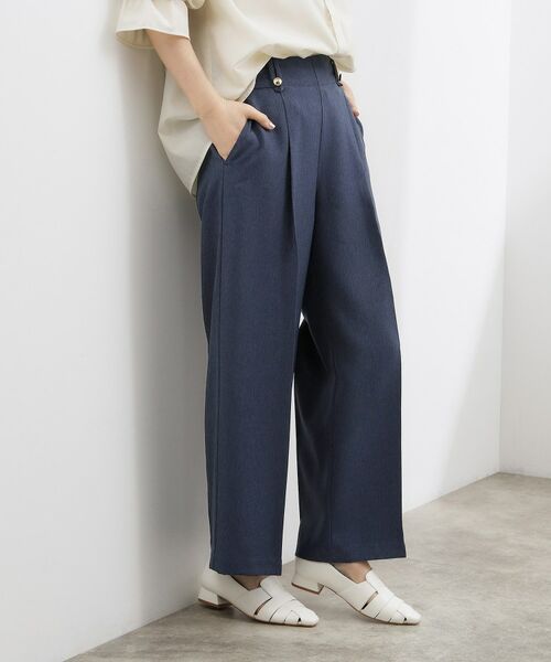 grove / グローブ パンツ | デニムライク ワイドストレートパンツ（ネイビー(094)）