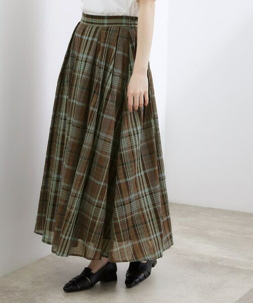 grove / グローブ ロング・マキシ丈スカート | マドラスチェックタックボリュームスカート | 詳細1