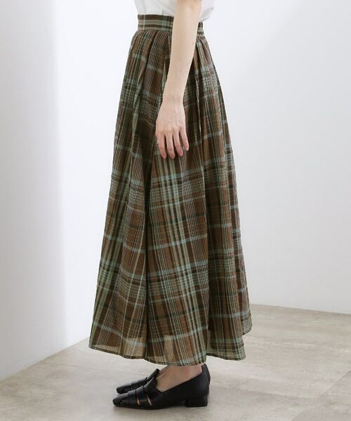 grove / グローブ ロング・マキシ丈スカート | マドラスチェックタックボリュームスカート | 詳細10