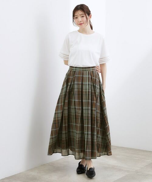 grove / グローブ ロング・マキシ丈スカート | マドラスチェックタックボリュームスカート | 詳細2