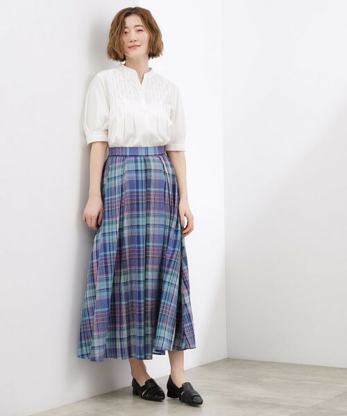 grove / グローブ ロング・マキシ丈スカート | マドラスチェックタックボリュームスカート | 詳細6