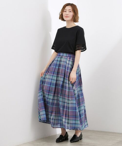 grove / グローブ ロング・マキシ丈スカート | マドラスチェックタックボリュームスカート | 詳細7