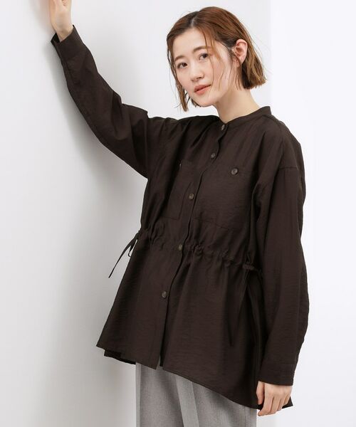 grove / グローブ シャツ・ブラウス | シアーサファリシャツジャケット(ブラウン(044))