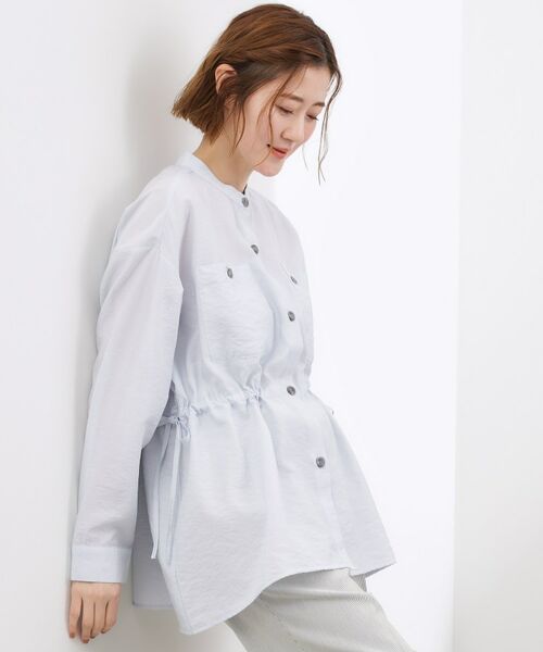 grove / グローブ シャツ・ブラウス | シアーサファリシャツジャケット(サックスブルー(090))