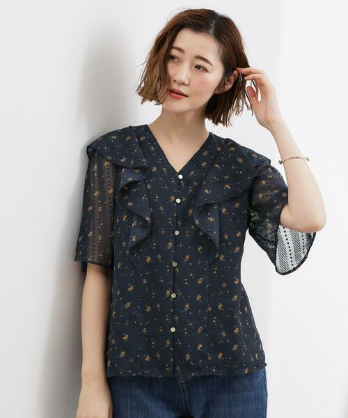 grove / グローブ シャツ・ブラウス | フラワープリント カットジャカードブラウス（ブラック(119)）