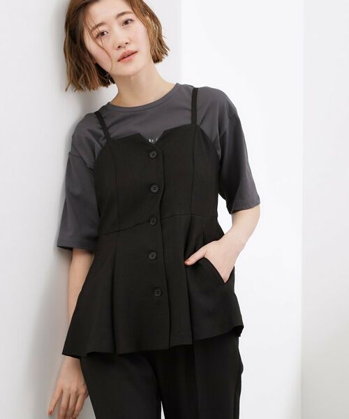 grove / グローブ シャツ・ブラウス | 【カセット服】リネンライク ペプラムビスチェ(ブラック(019))
