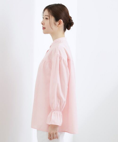 grove / グローブ シャツ・ブラウス | 【イージーケア・接触冷感】麻ブレンドスタンドギャザーシャツ | 詳細10