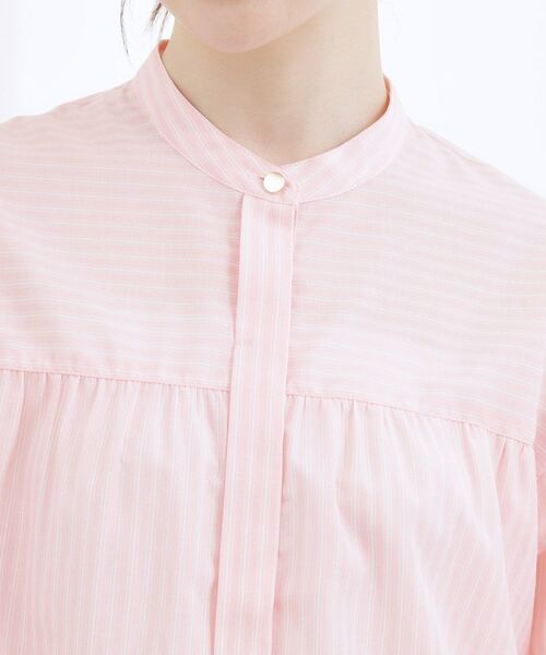 grove / グローブ シャツ・ブラウス | 【イージーケア・接触冷感】麻ブレンドスタンドギャザーシャツ | 詳細12