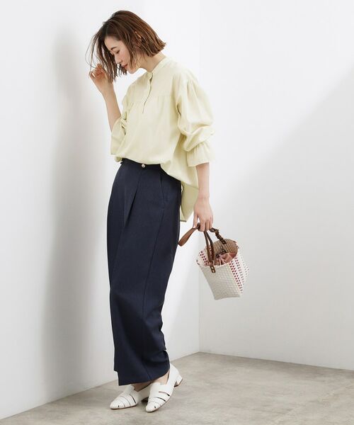 grove / グローブ シャツ・ブラウス | 【貴島明日香さん着用/イージーケア/接触冷感】麻ブレンドスタンドギャザーシャツ | 詳細19