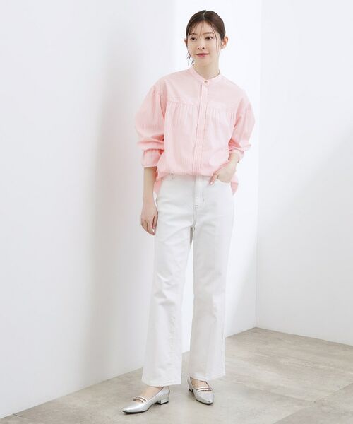 grove / グローブ シャツ・ブラウス | 【イージーケア・接触冷感】麻ブレンドスタンドギャザーシャツ | 詳細2