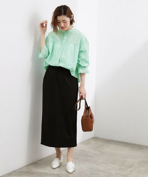 grove / グローブ シャツ・ブラウス | 【貴島明日香さん着用/イージーケア/接触冷感】麻ブレンドスタンドギャザーシャツ | 詳細24