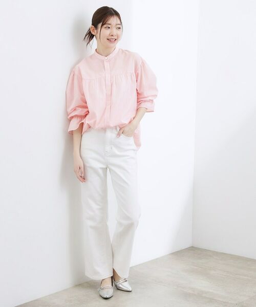 grove / グローブ シャツ・ブラウス | 【イージーケア・接触冷感】麻ブレンドスタンドギャザーシャツ | 詳細3