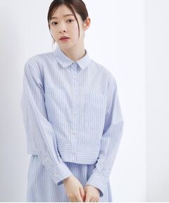 grove / グローブ シャツ・ブラウス | 【イージーケア・接触冷感】麻ブレンドクロップドシャツ