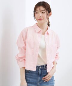 grove / グローブ シャツ・ブラウス | 【イージーケア・接触冷感】麻ブレンドクロップドシャツ