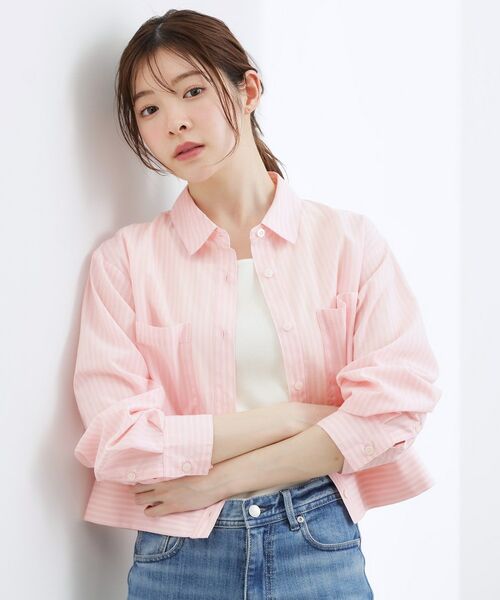 grove / グローブ シャツ・ブラウス | 【イージーケア・接触冷感】麻ブレンドクロップドシャツ | 詳細1