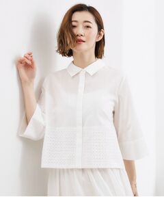 grove / グローブ シャツ・ブラウス | レースドッキング ロールアップシャツ
