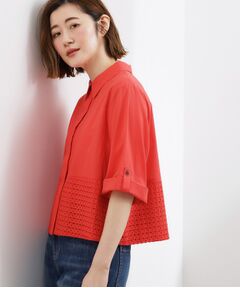 grove / グローブ シャツ・ブラウス | レースドッキング ロールアップシャツ