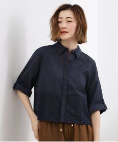 grove / グローブ シャツ・ブラウス | レースドッキング ロールアップシャツ