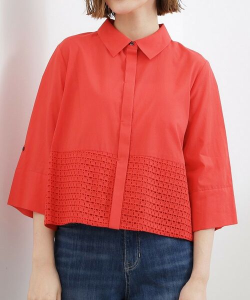 grove / グローブ シャツ・ブラウス | レースドッキング ロールアップシャツ | 詳細13