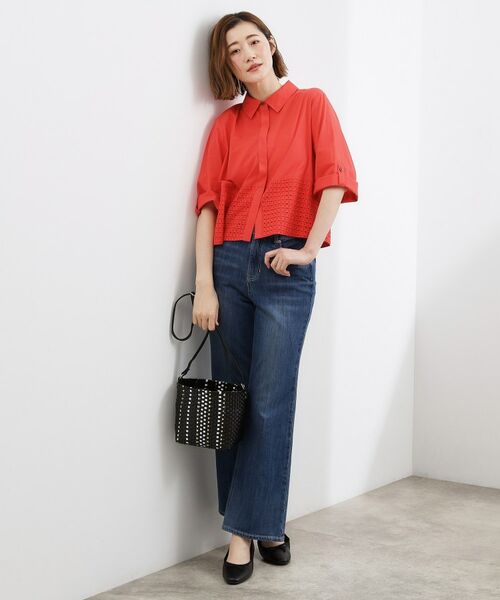 grove / グローブ シャツ・ブラウス | レースドッキング ロールアップシャツ | 詳細6