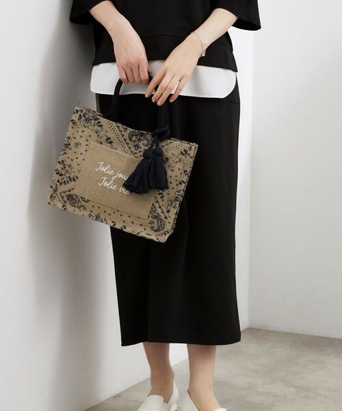 grove / グローブ トートバッグ | アソートジュートタッセルトート（ネイビー(494)）