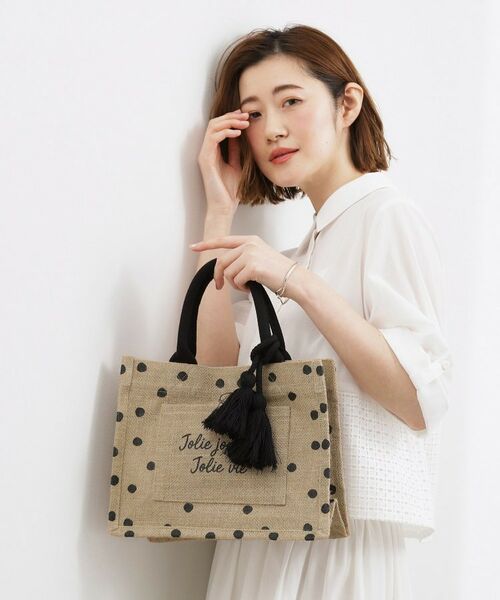 grove / グローブ トートバッグ | アソートジュートタッセルトート（ブラック(619)）