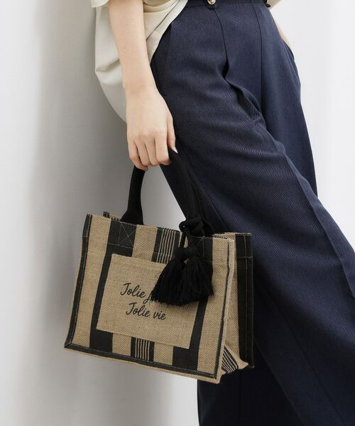 grove / グローブ トートバッグ | アソートジュートタッセルトート（ブラック(319)）