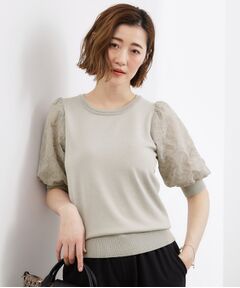 grove / グローブ ニット・セーター | 袖刺繍ハーフスリーブニットプルオーバー