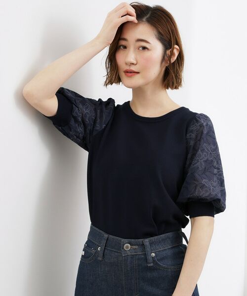 grove / グローブ ニット・セーター | 袖刺繍ハーフスリーブニットプルオーバー | 詳細13