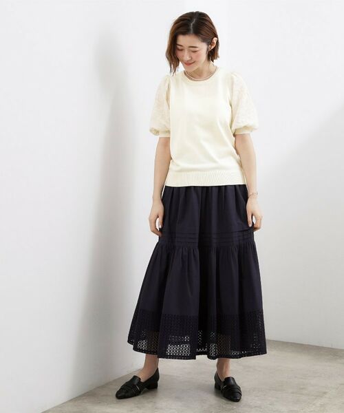 grove / グローブ ニット・セーター | 袖刺繍ハーフスリーブニットプルオーバー | 詳細2