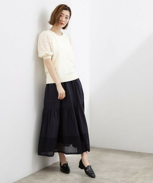 grove / グローブ ニット・セーター | 袖刺繍ハーフスリーブニットプルオーバー | 詳細3