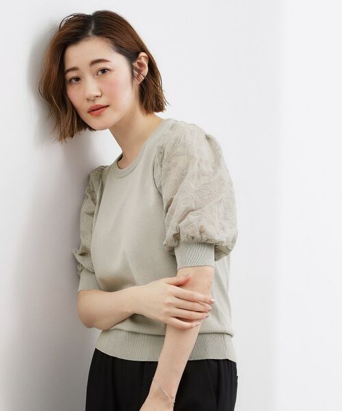 grove / グローブ ニット・セーター | 袖刺繍ハーフスリーブニットプルオーバー | 詳細5