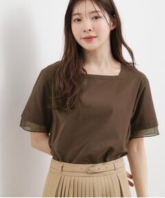 grove / グローブ カットソー | 【二の腕カバー】袖口シアースクエアネックTシャツ