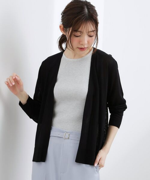 grove / グローブ カーディガン・ボレロ | 【接触冷感/UVカットetc】ベーシックショートカーディガン(ブラック(019))