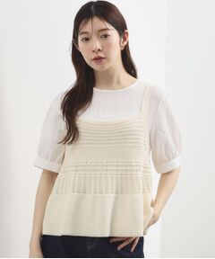 grove / グローブ その他トップス | 透かし編み切替ニットビスチェ×ブラウスセット