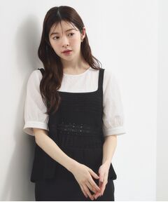 grove / グローブ その他トップス | 透かし編み切替ニットビスチェ×ブラウスセット