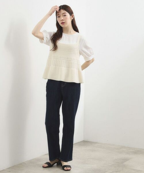 grove / グローブ その他トップス | 透かし編み切替ニットビスチェ×ブラウスセット | 詳細3