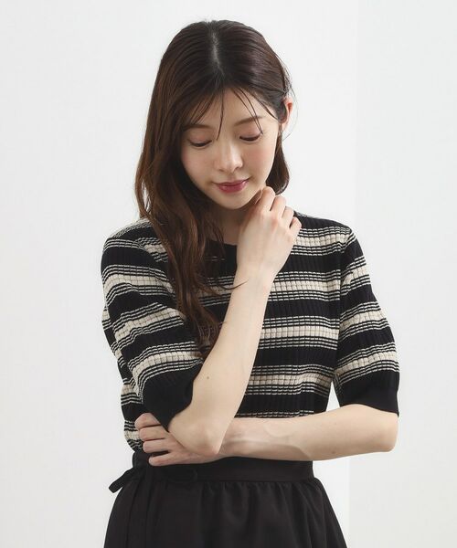 grove / グローブ ニット・セーター | マルチボーダーニットプルオーバー(ブラック(119))