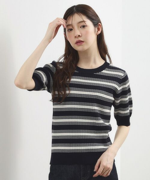 grove / グローブ ニット・セーター | マルチボーダーニットプルオーバー(ネイビー(194))