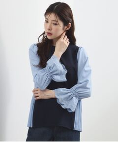 grove / グローブ カットソー | バイカラープリーツコンビトップス