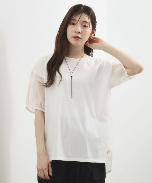 grove / グローブ カットソー | バックシアープリーツTシャツ（オフホワイト(003)）