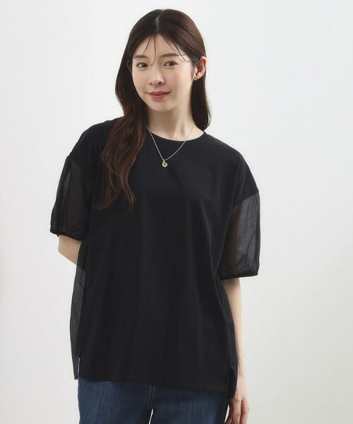 grove / グローブ カットソー | バックシアープリーツTシャツ（ブラック(019)）