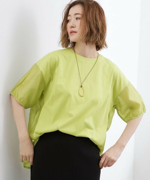 grove / グローブ カットソー | 【貴島明日香さん着用/UV・ひんやり】体型カバー叶う、バックプリーツTシャツ（ライトグリーン(020)）
